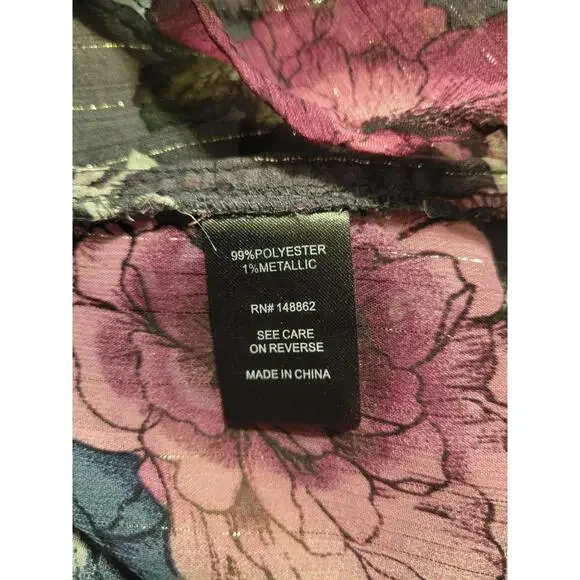 Torrid Floral Deep‎ V Neck Sheer Hi-Low Blouse Size 2 - Picture 6 of 8